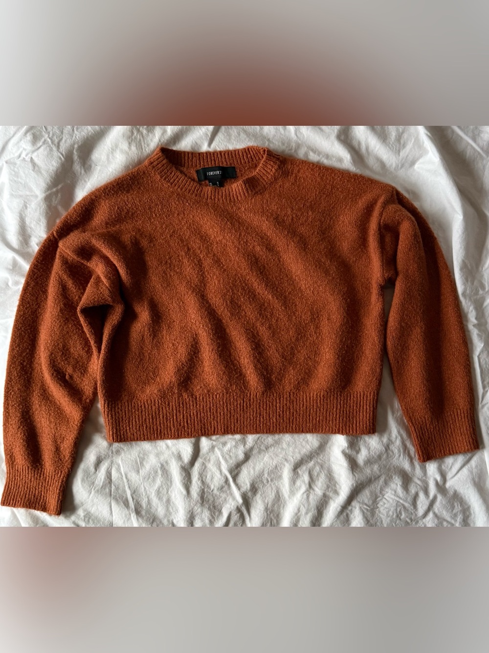 Forever 21 Burnt Orange Crewneck Crop Sweater